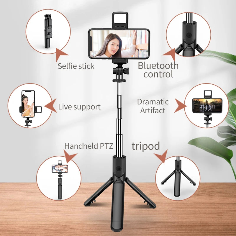 FGCLSY New Tripod for Smartphone Camera,Stand with Bluetooth shutter and light,Wireless Selfie Stick brackets with Phone Holder